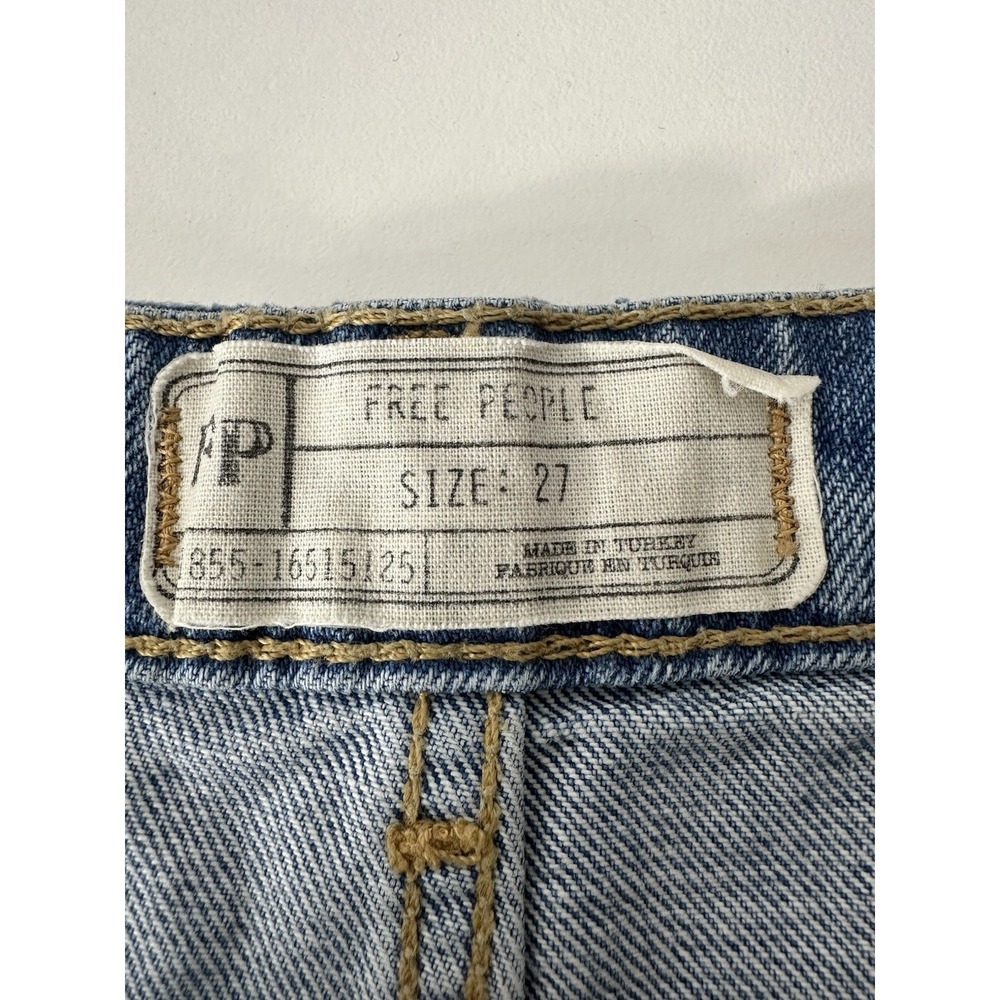 Free People Jean Shorts Women's 27 Cut Off Denim‎ Distressed Blue Acid Dip Dyed - Picture 3 of 7